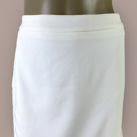Saint Tropez West Chiffon Wrap Pencil Casual Skirt Lined Size 6 Cream Whte - Picture 5 of 14